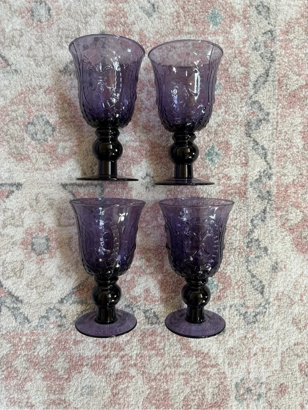 New! RARE! Renaissance by ZRIKE, Set of 4 Water Amethyst Goblets!